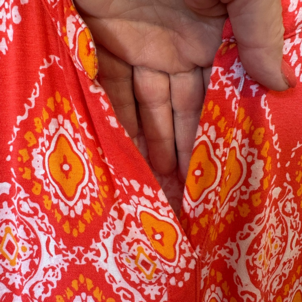 SUMMER  Dana Buchman Orange Print Casual Top   XLARGE    #S - Picture 2 of 7